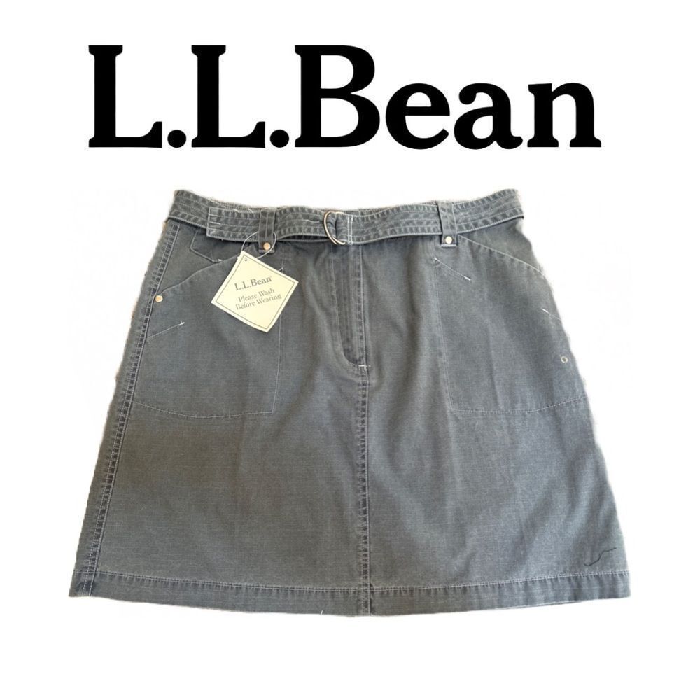 L.L. Bean 100% Cotton Gray‎ Skirt - Size 14P
